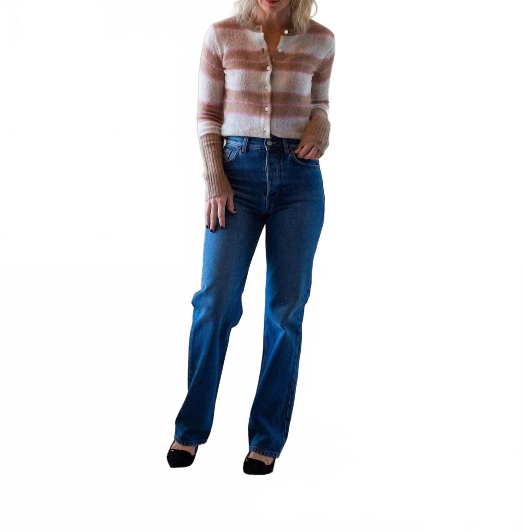 Straight Leg Denim Jeans In Dark Blue