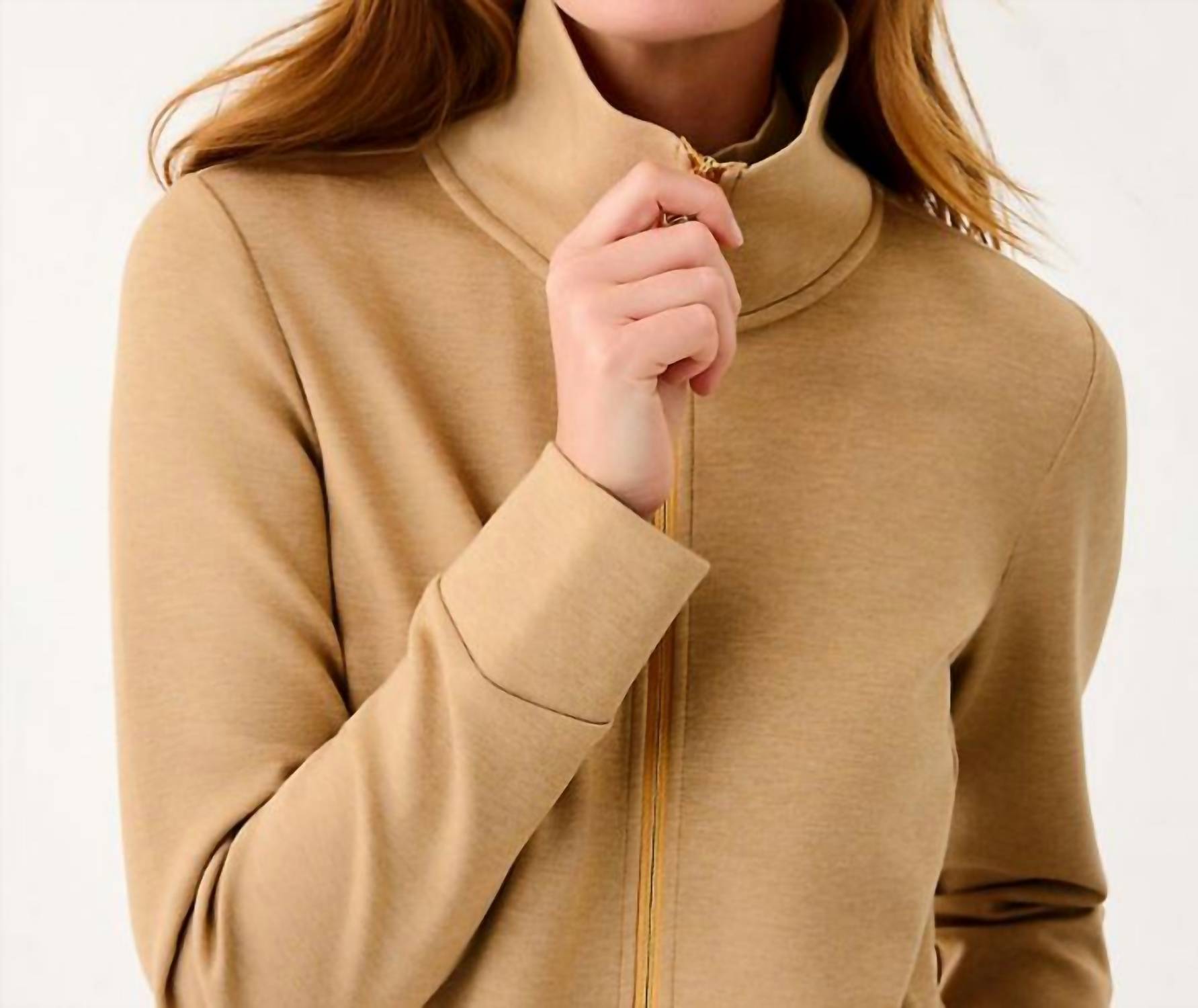 Basque Upf 50+ Full Zip Jacket In Heathered Iced Latte