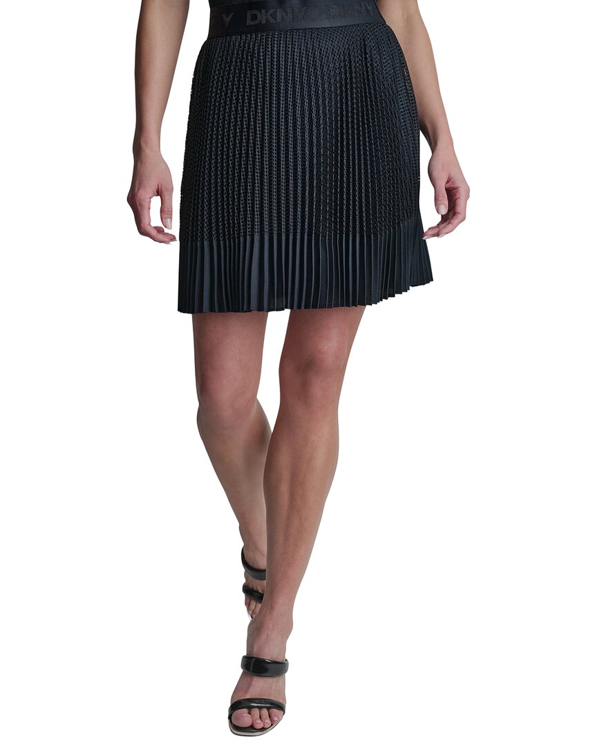 DKNY Pleated Mix Media Mini Skirt