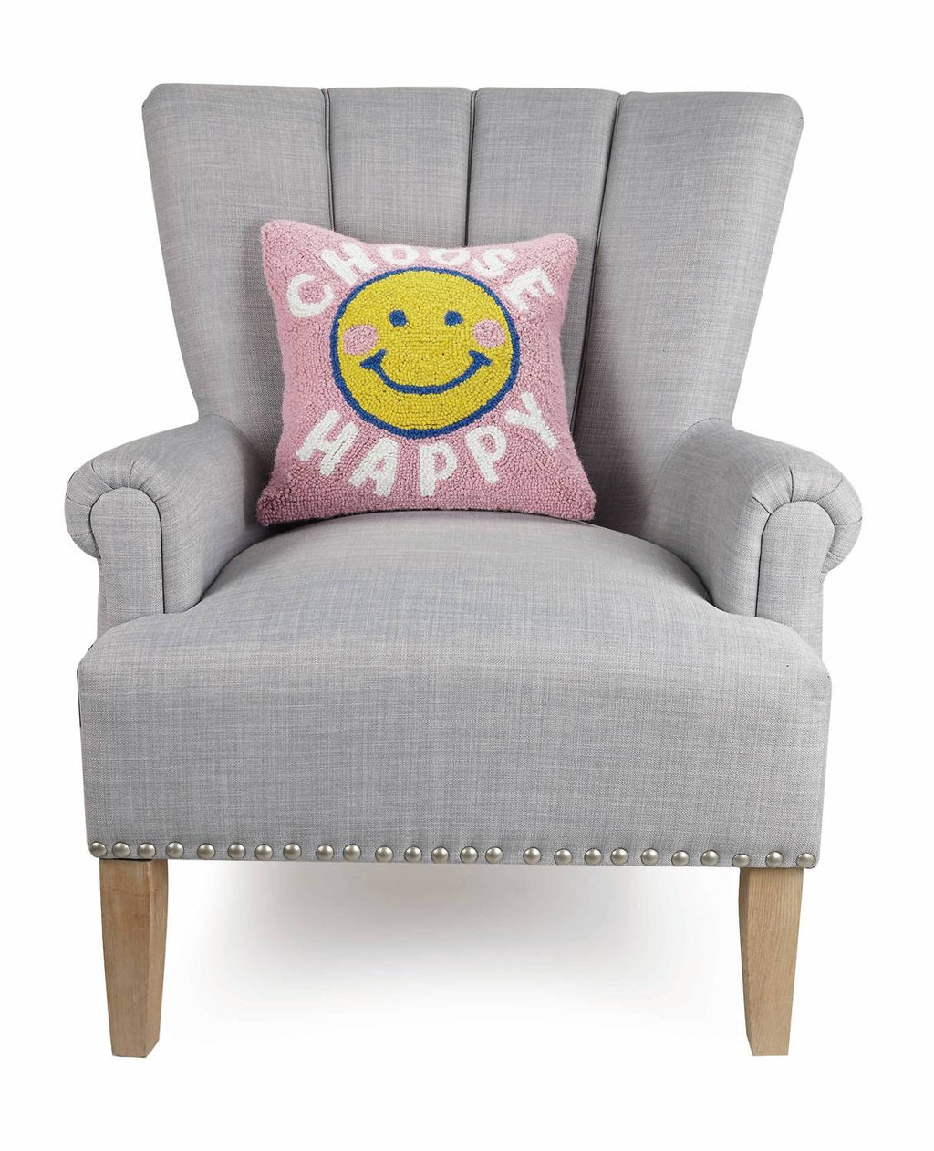 Choose Happy Hook Pillow In Pink