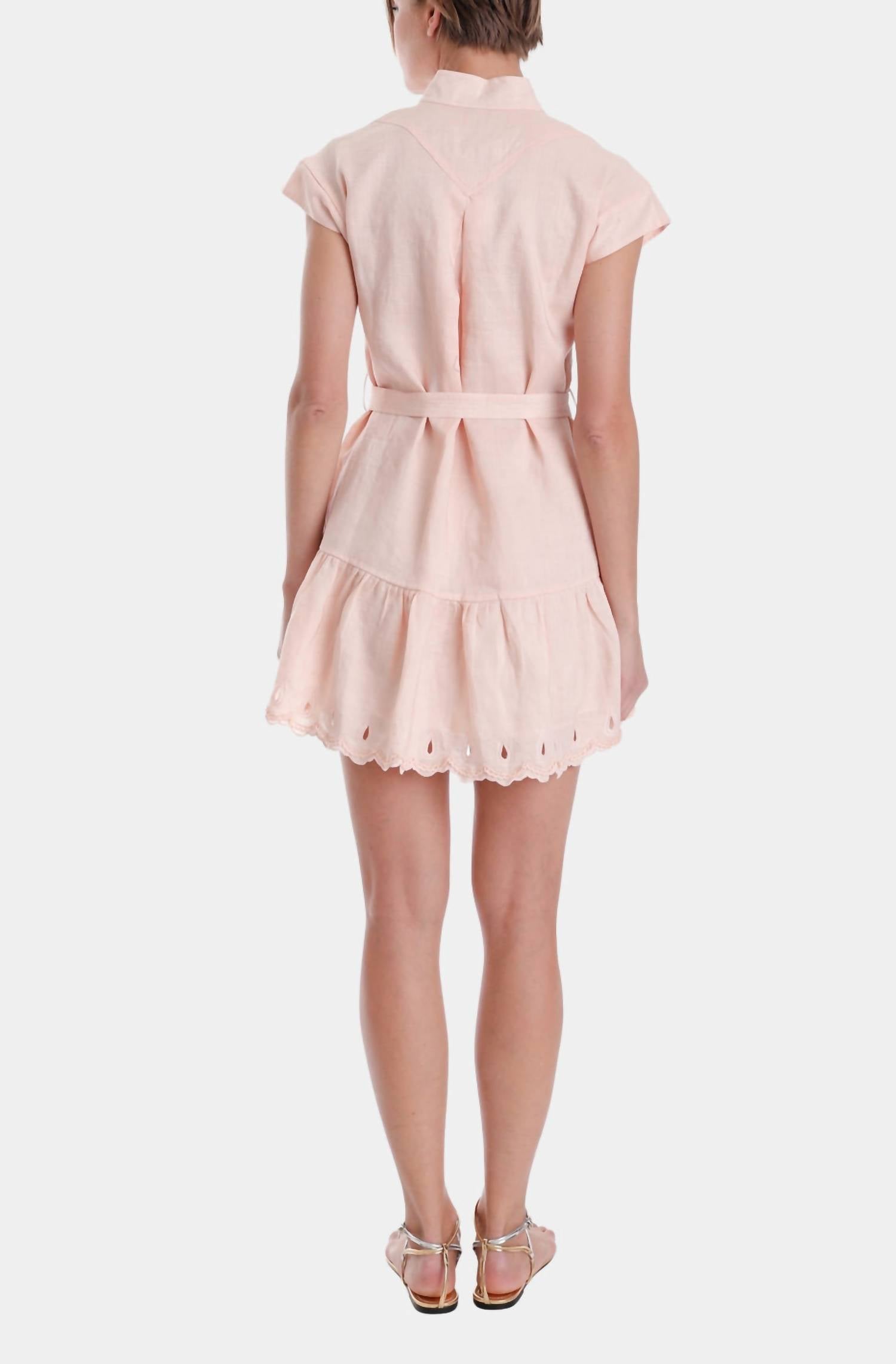 Aruba Embroidered Mini Dress In Peach