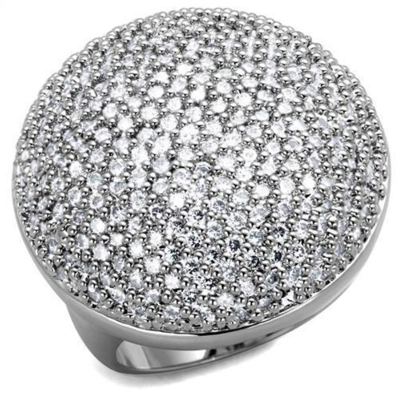 Rhodium Brass Ring with AAA Grade CZ in Clear