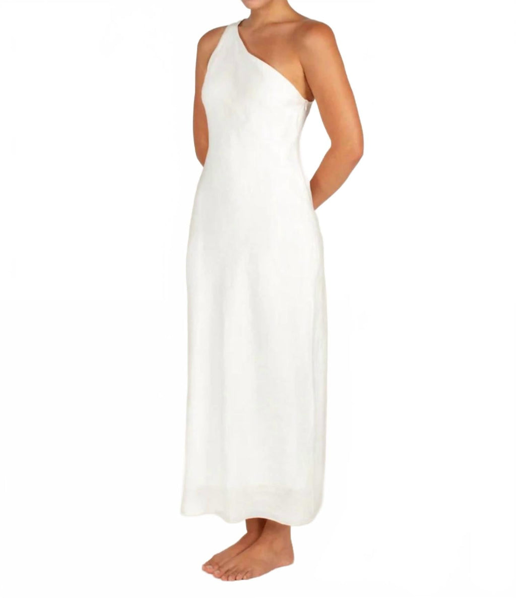 Linen Vera One Shoulder Maxi Dress In Foam