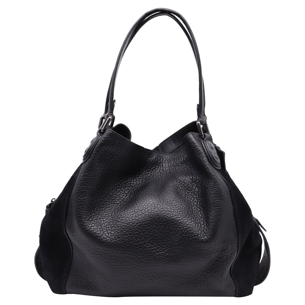 Coach Large Edie Shoulder Bag in Black Leather