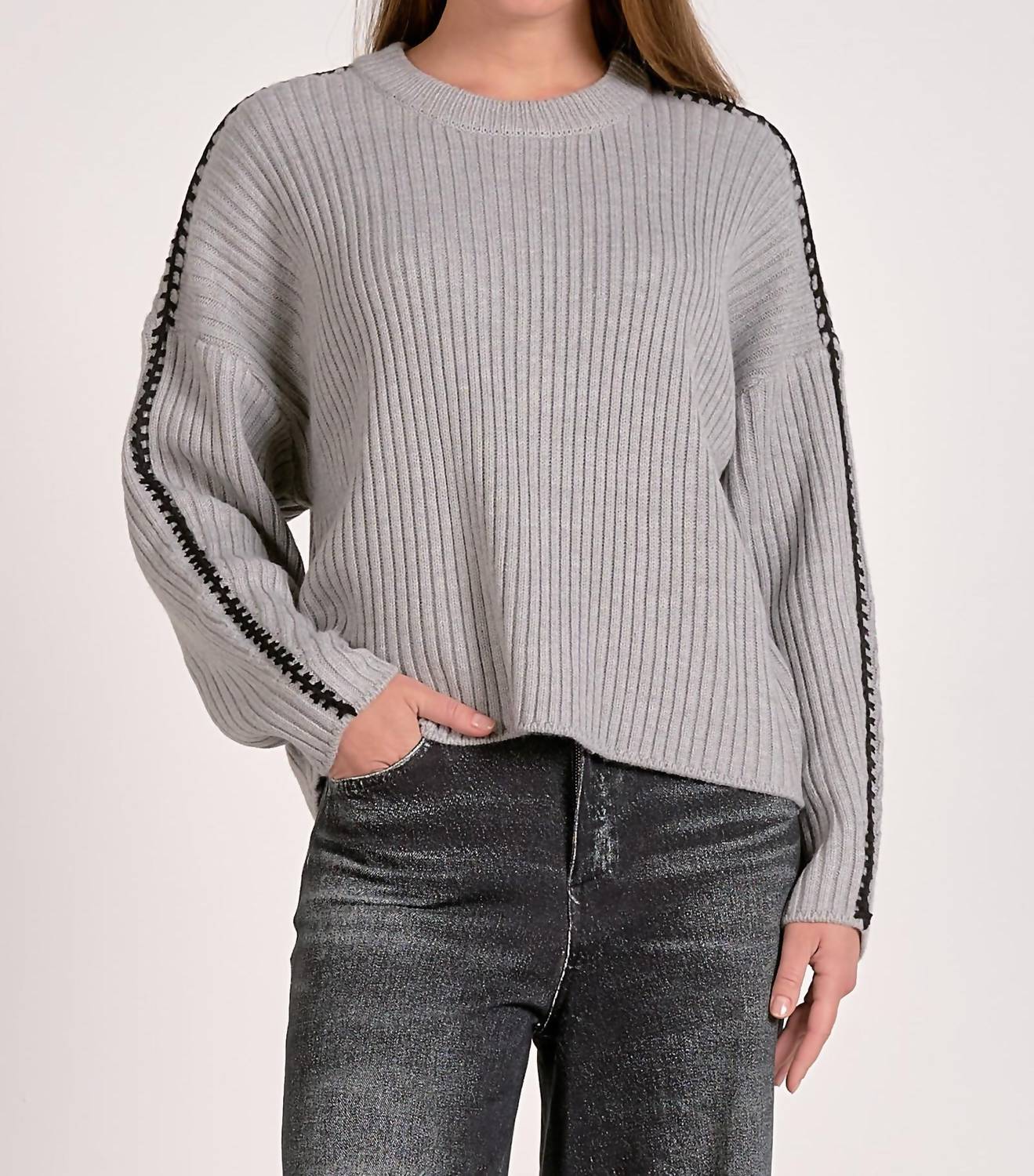 The Hunley Sweater In Grey/ Black