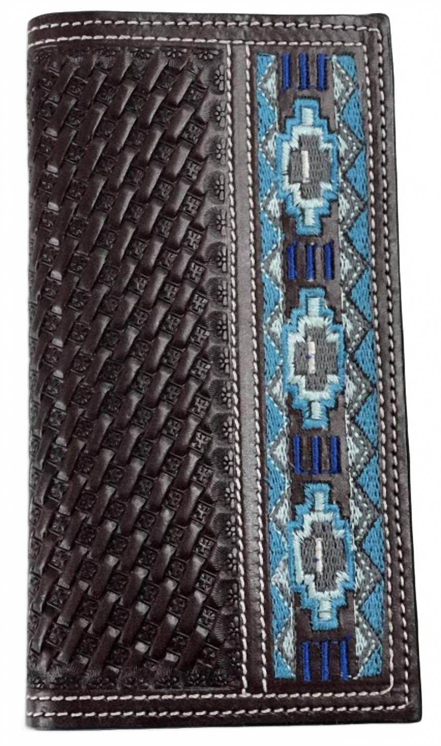 Ranger Beaded Leather Rodeo Wallet In Black/blue