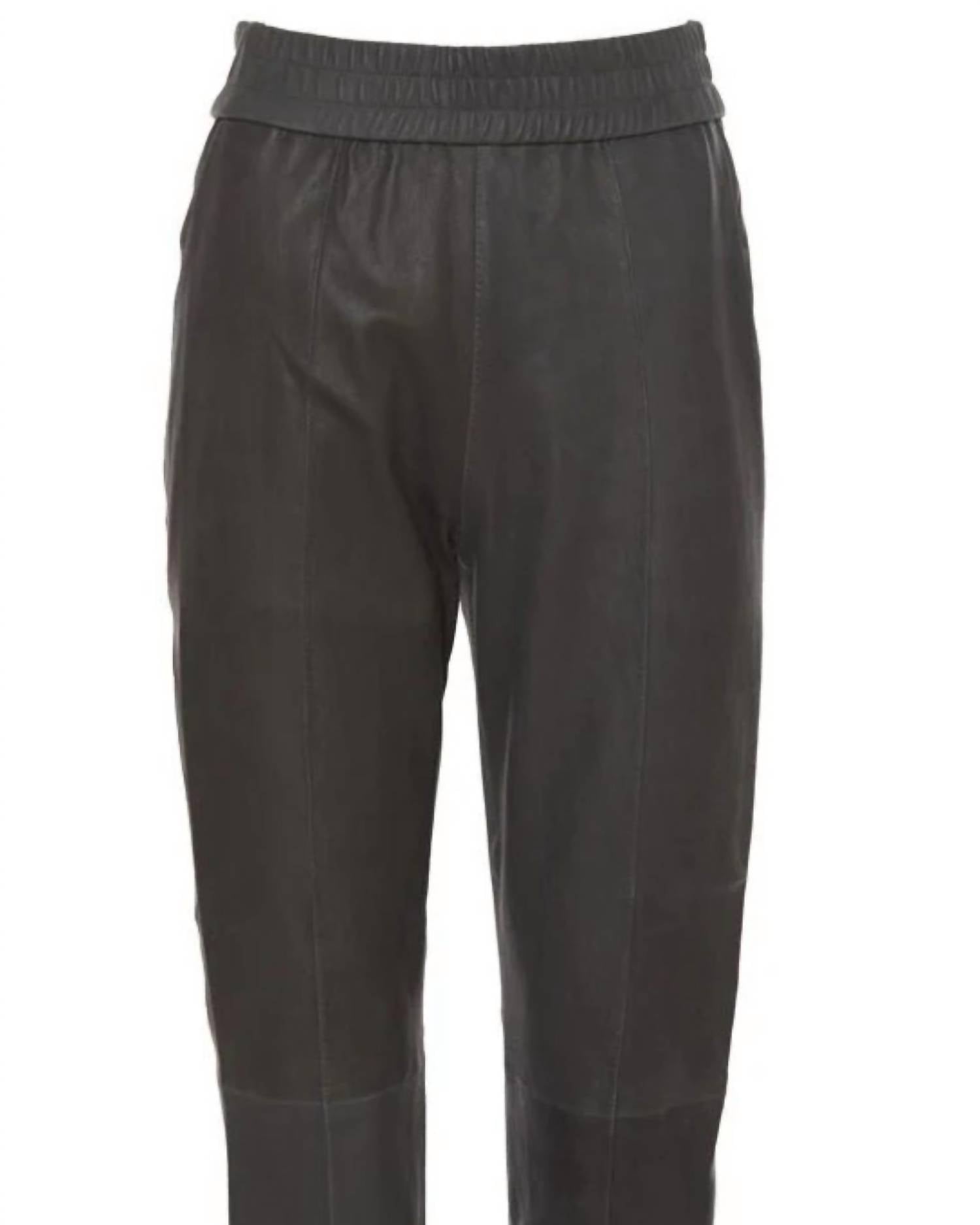 Women's Slim Leather Jogger In Anthracite