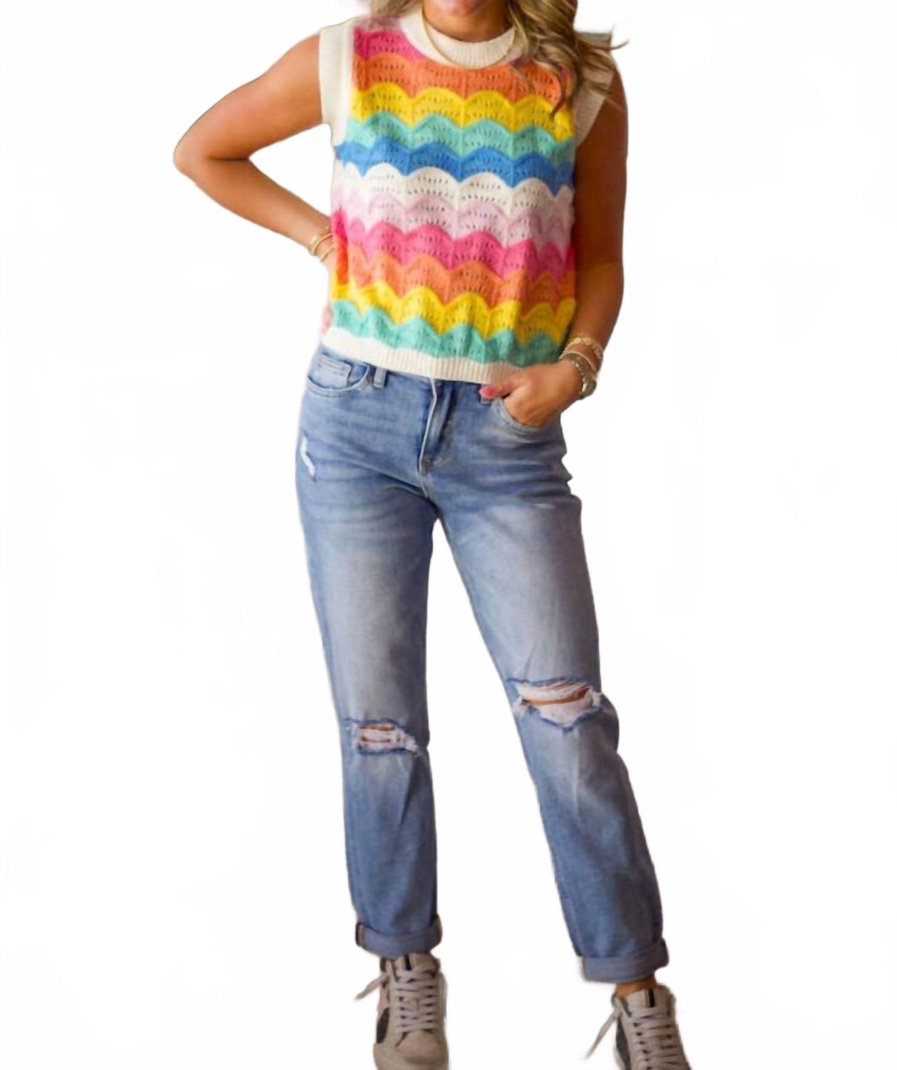Over The Rainbow Sweater Vest In Rainbow Multi