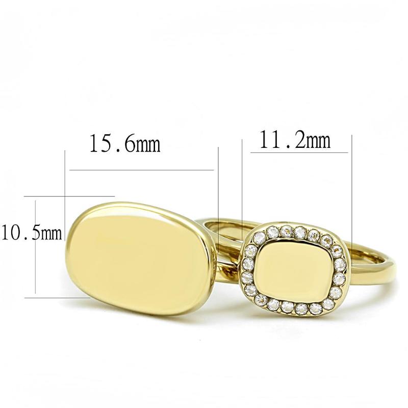 IP Gold(Ion Plating) Stainless Steel Ring with AAA Grade CZ in Clear