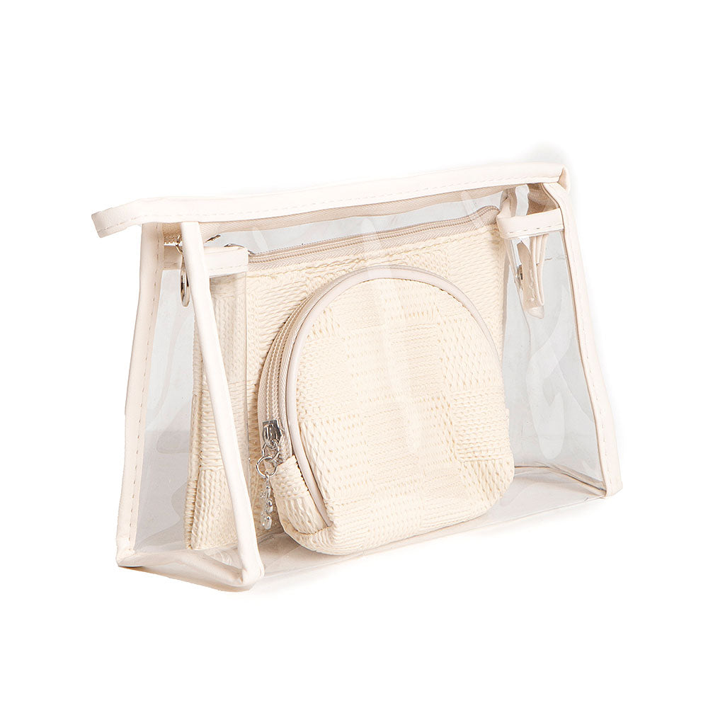 3PCS - Checkered Clear Travel Cosmetic Pouch Bag Set