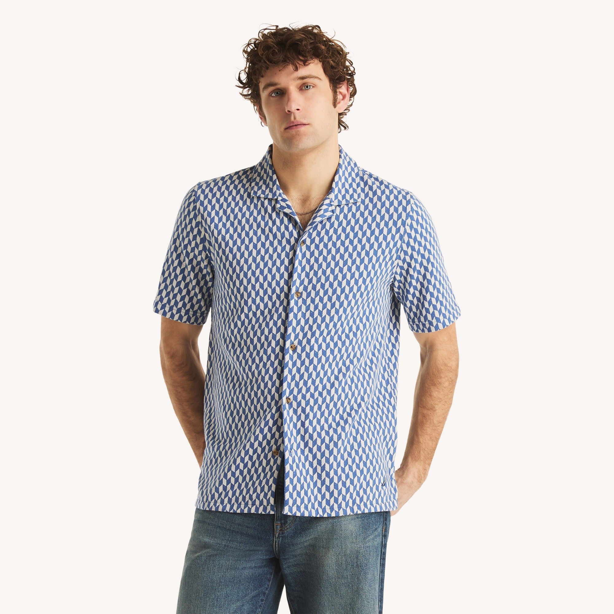 Nautica Mens Classic Fit Button-Front Polo