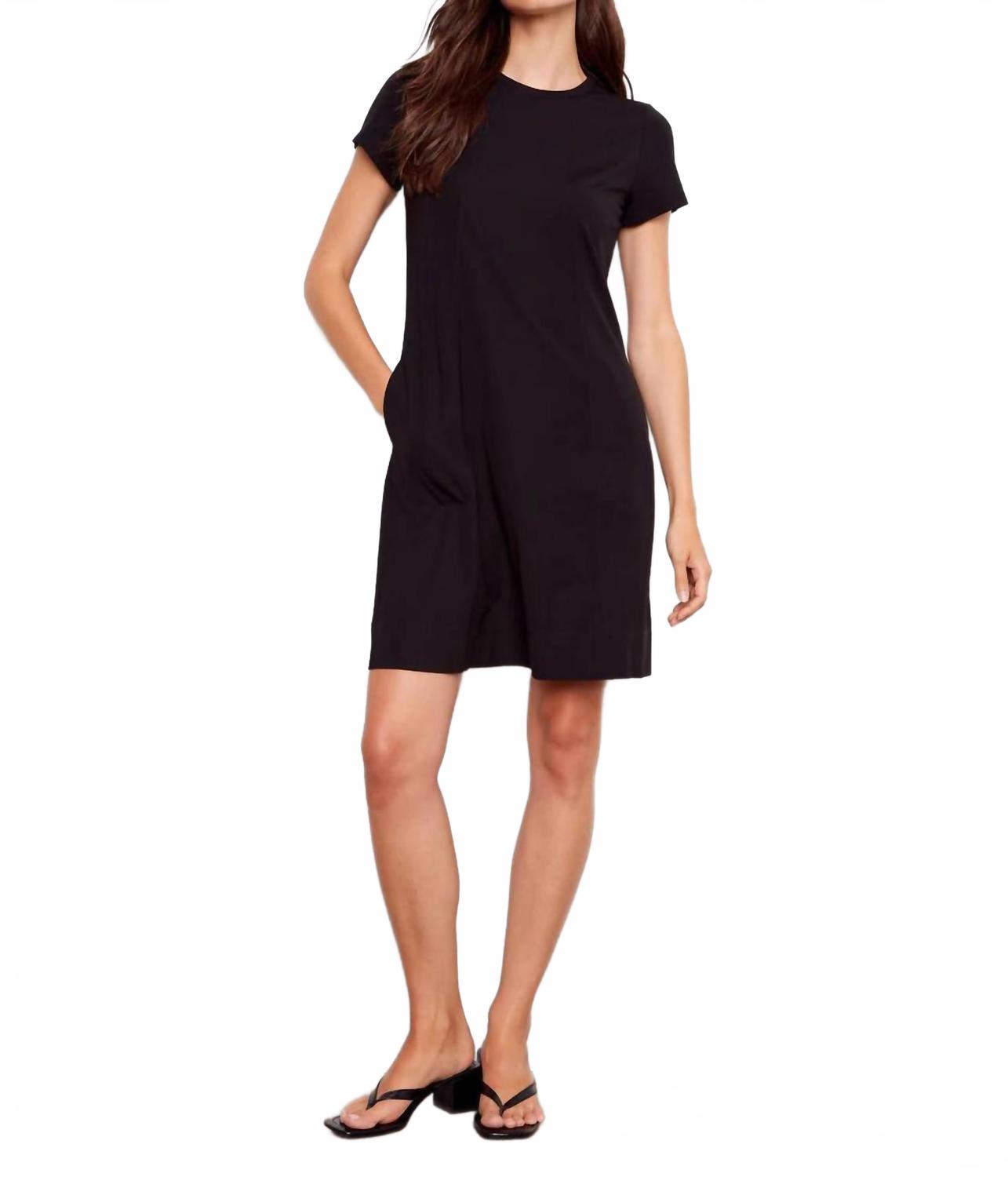 Knee-Length Short Sleeve Dress In Classic Black
