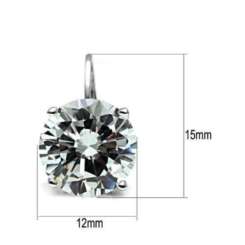Rhodium Brass Earrings with AAA Grade CZ in Clear