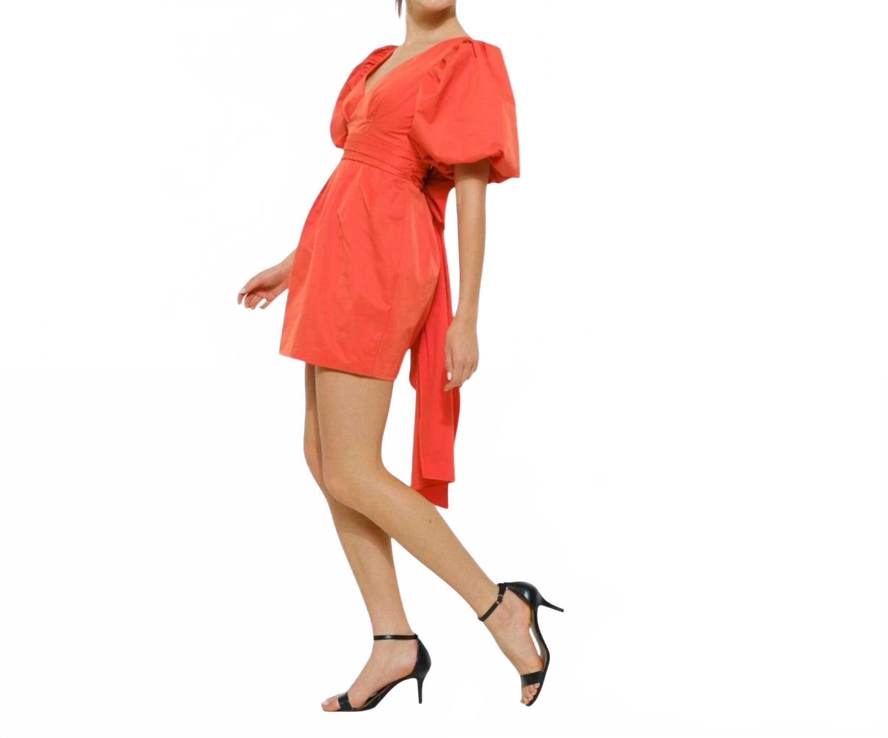 Sunset Bow Mini Dress In Red Orange