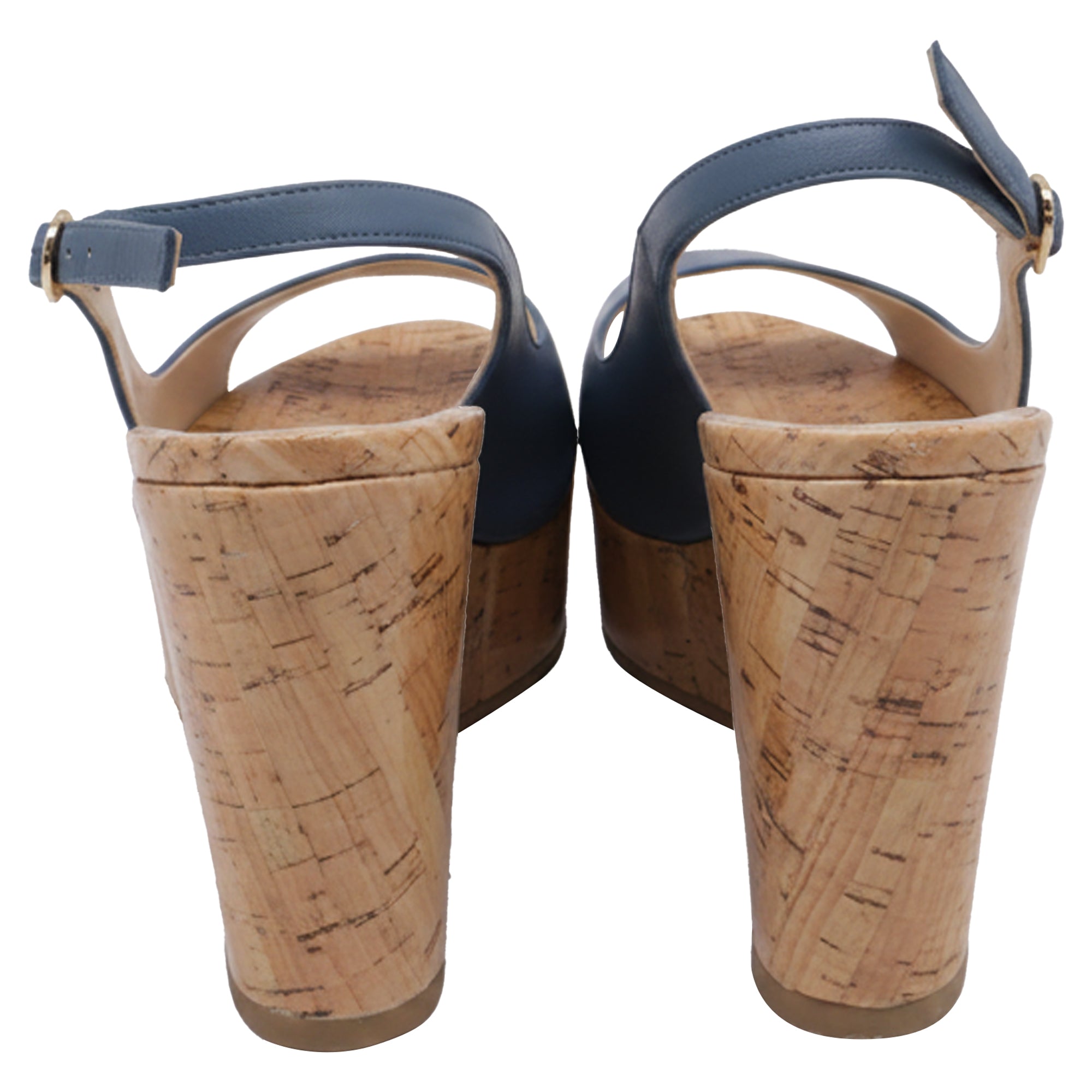 Stuart Weitzman Riveria Slingback Wedge Sandal In Blue Leather