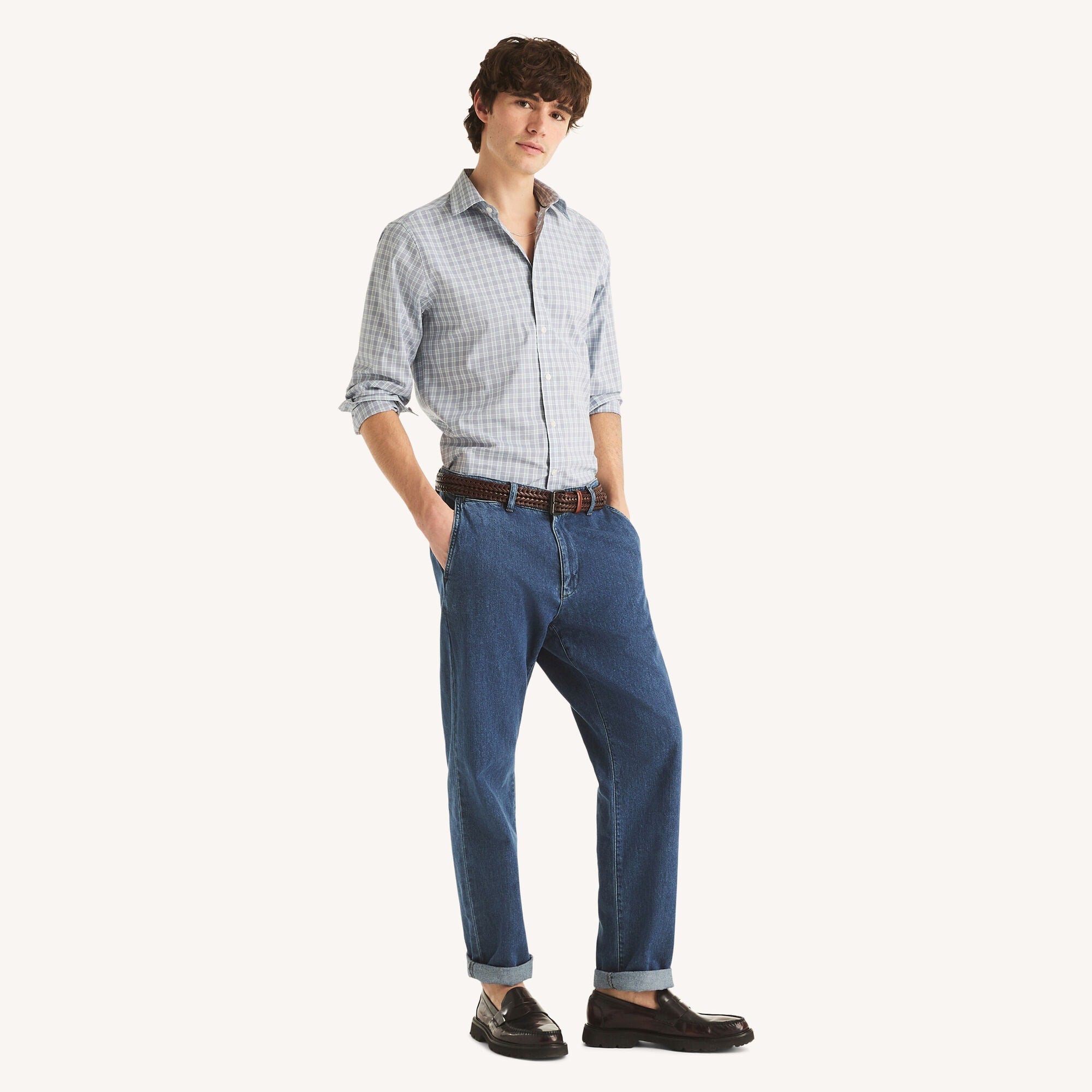 Nautica Mens Slim Fit Wrinkle-Resistant Plaid Shirt