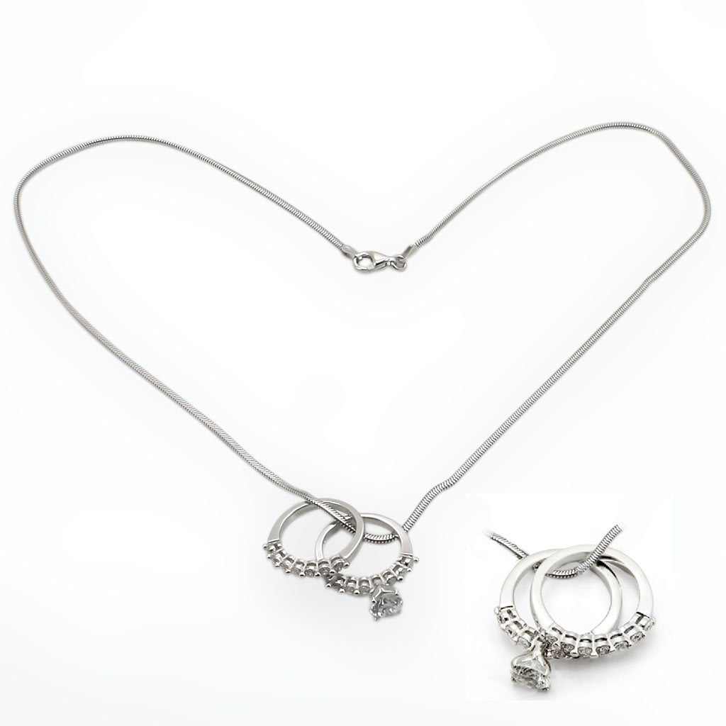 Rhodium 925 Sterling Silver Pendant with AAA Grade CZ in Clear