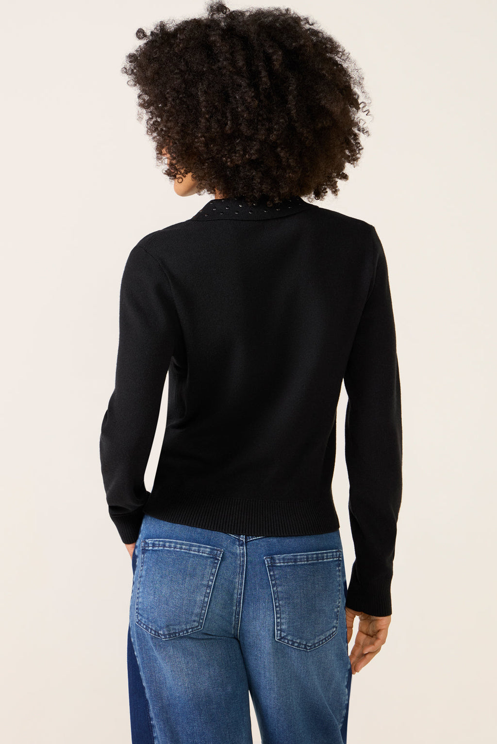 Women's Matty Studded Collar Polo Sweater Top