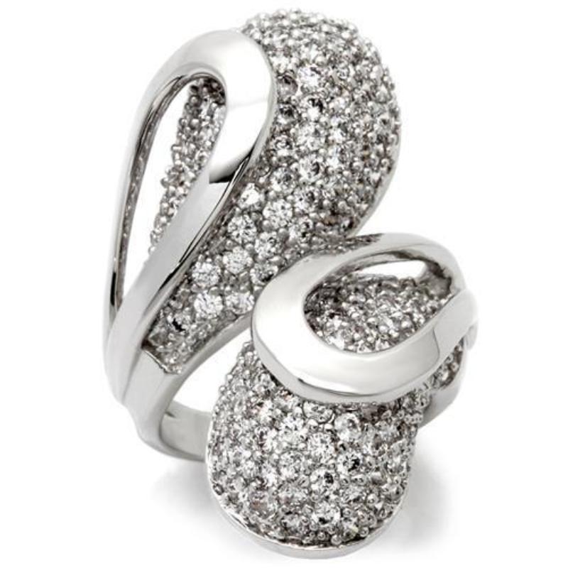 Rhodium Brass Ring with AAA Grade CZ in Clear