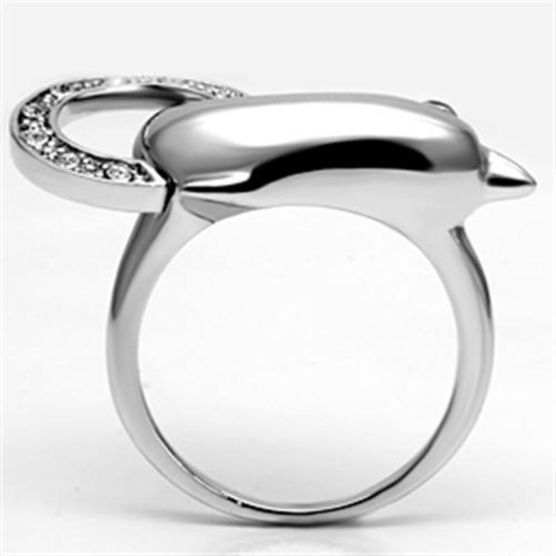 Rhodium Brass Ring with Top Grade Crystal in Clear