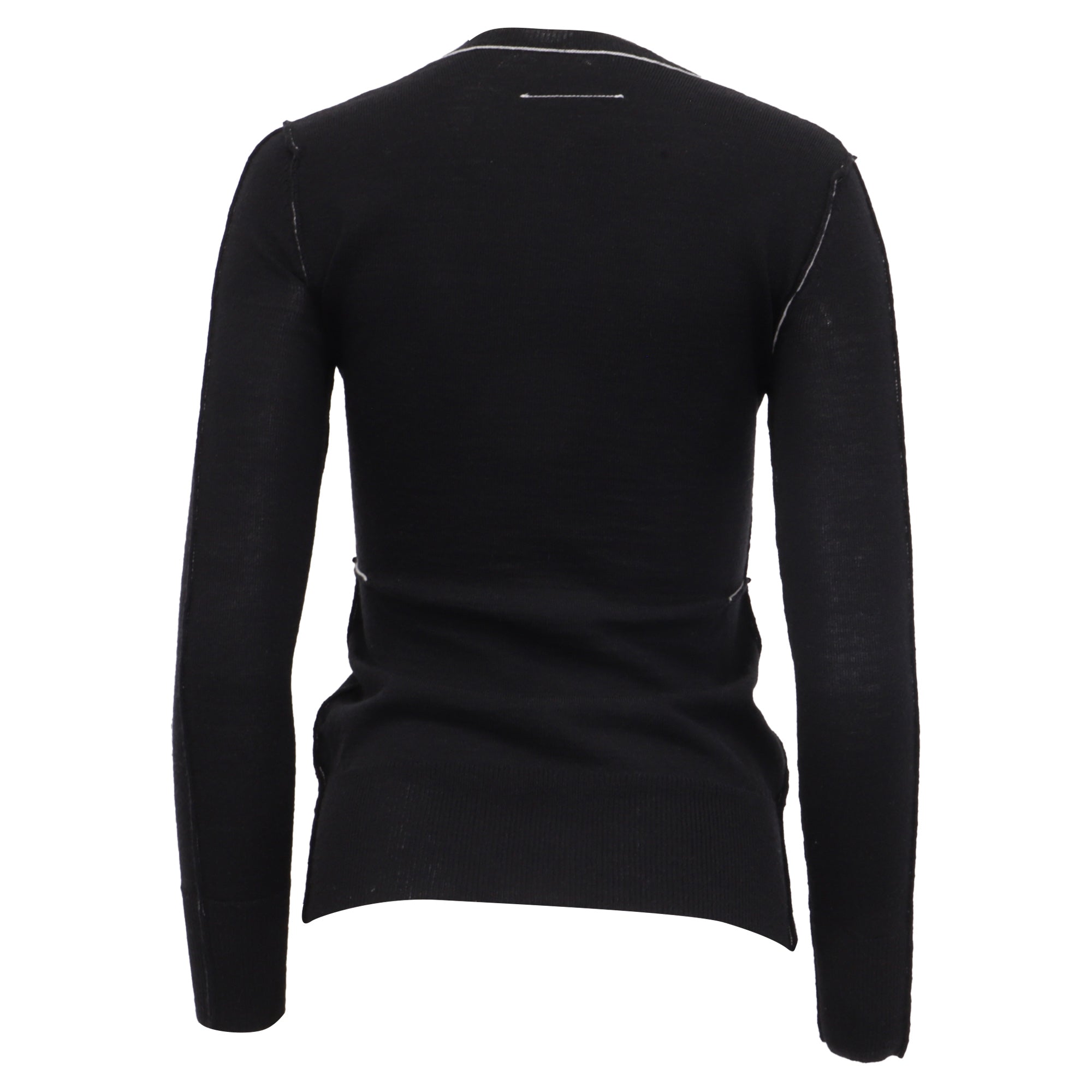 MM6 Maison Margiela Knit Contrast Stitch Cardigan in Black Wool