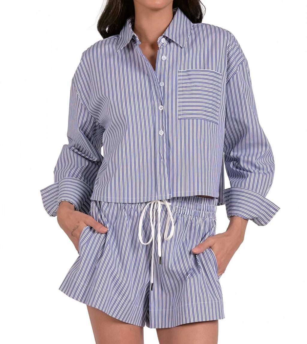 Button Up Top In Blue Stripe
