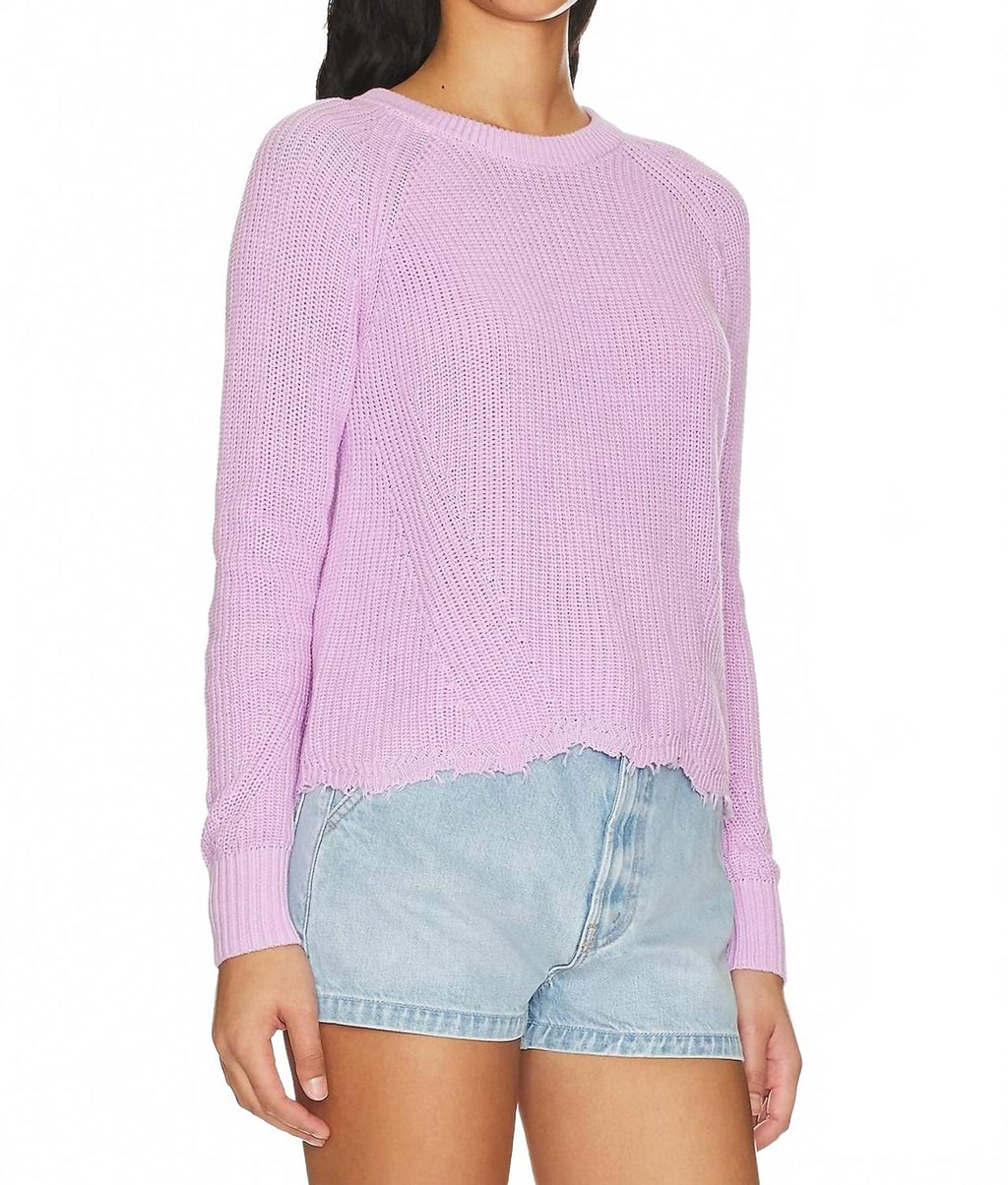 Disressed Scallop Shaker Sweater In Primrose