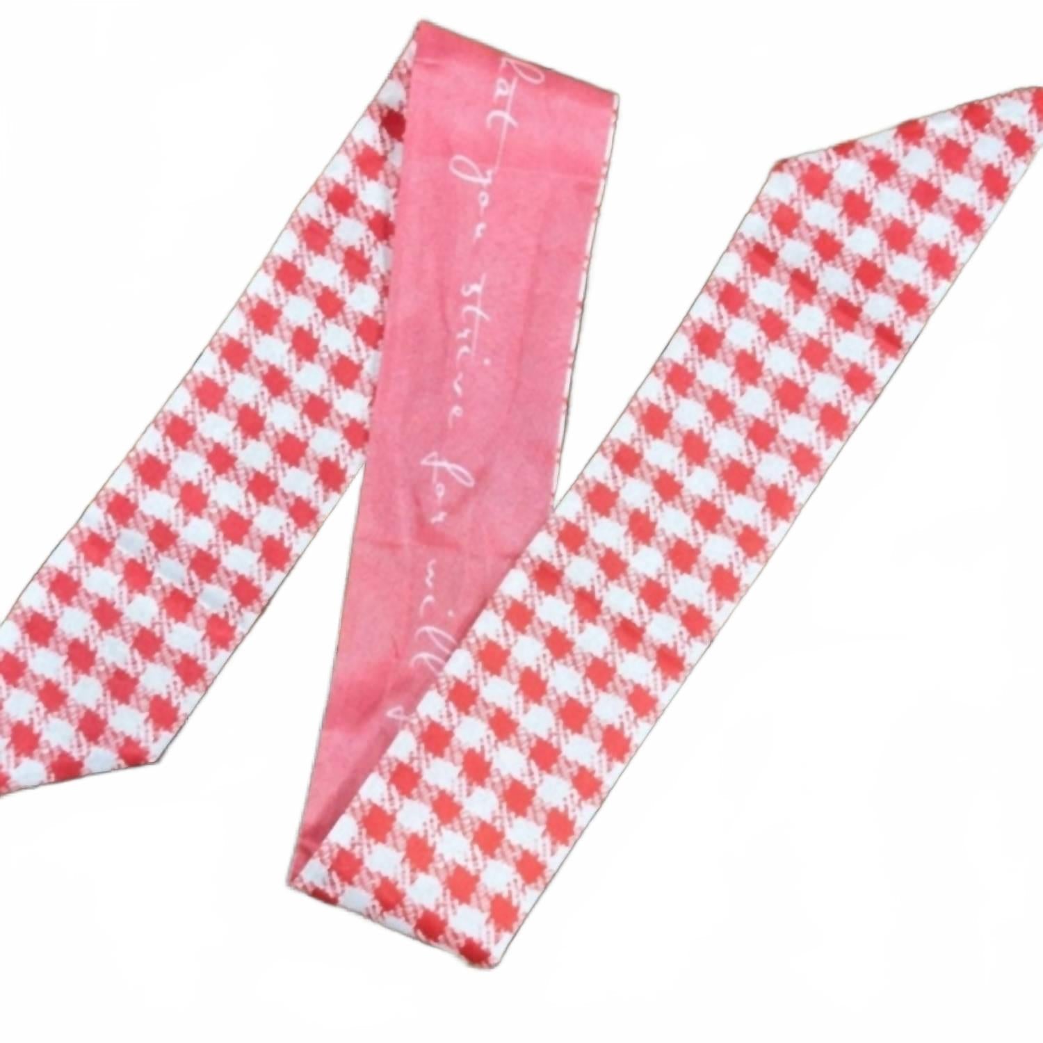 Women's Checkered Skinny Wild Rag Scarf In Red And White