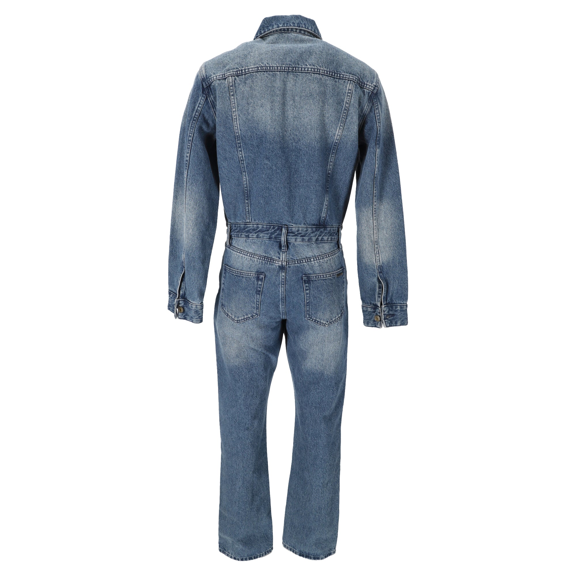Michael Michael Kors Long Sleeve Denim Jumpsuit in Blue Cotton