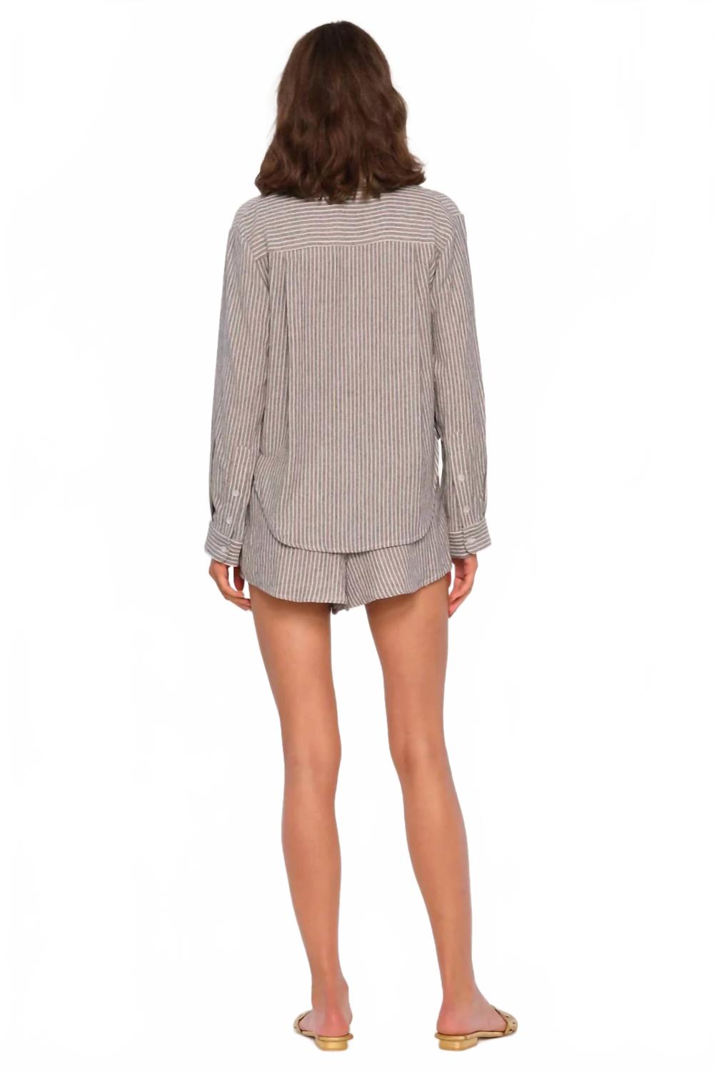 Cliff Striped Button Down And Short Set In Grey