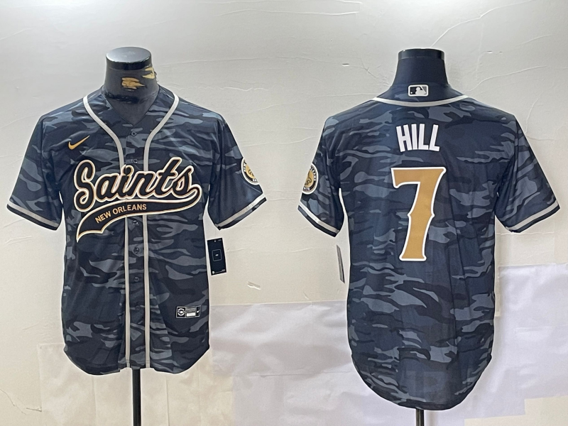 Men's New Orleans Saints Taysom Hill #7 Grey Camouflage Player jersey