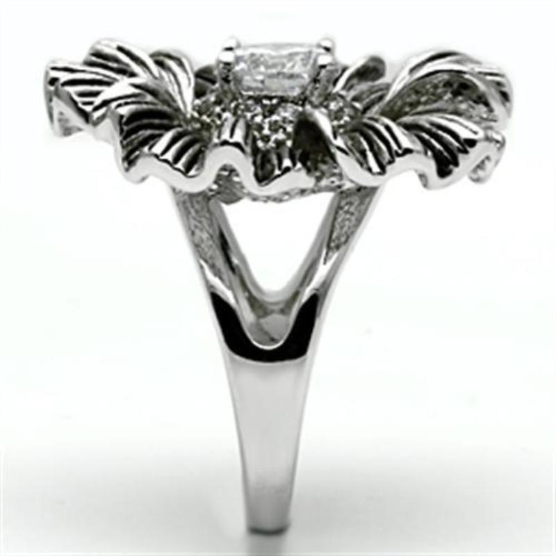 Rhodium Brass Ring with AAA Grade CZ in Clear