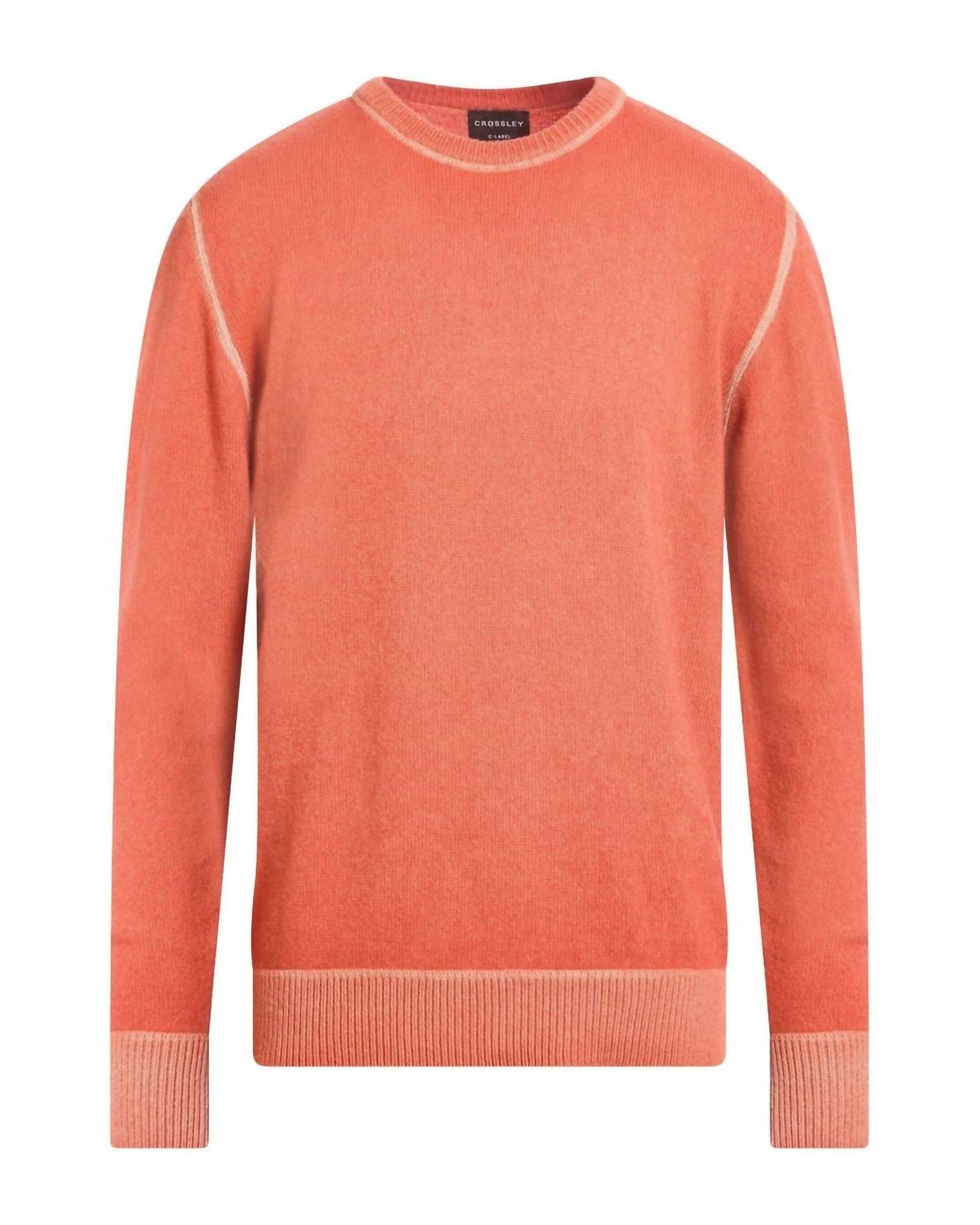Long Sleeve Cotton Sweater In Salmon