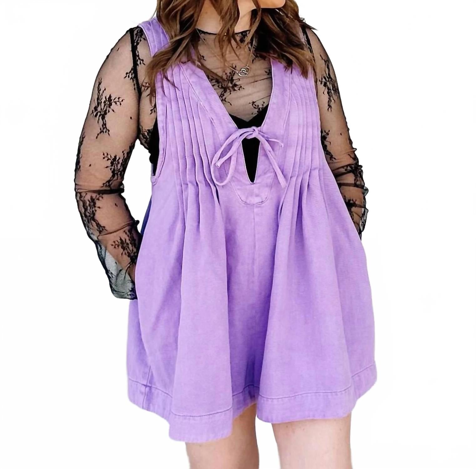 Gotcha Vintage Denim Romper In Purple