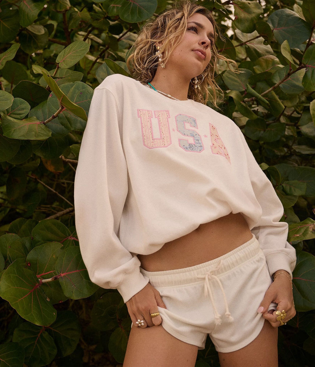 Aeropostale Cloud Soft Usa Oversized Crew Sweatshirt