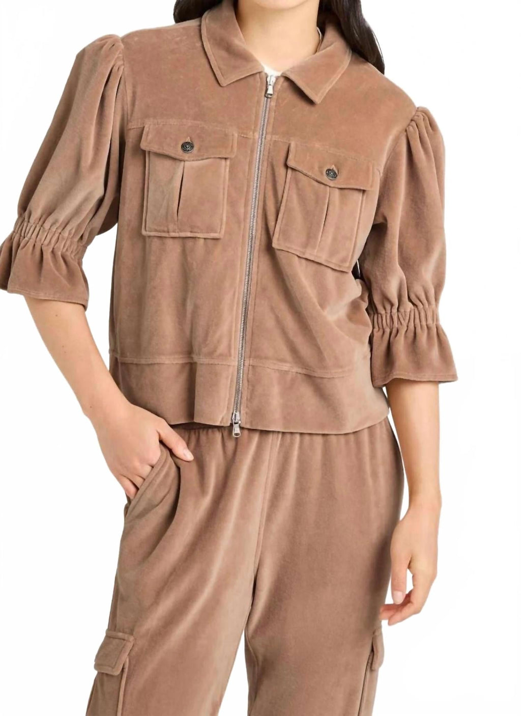 Velour Holly Jacket In Mocha