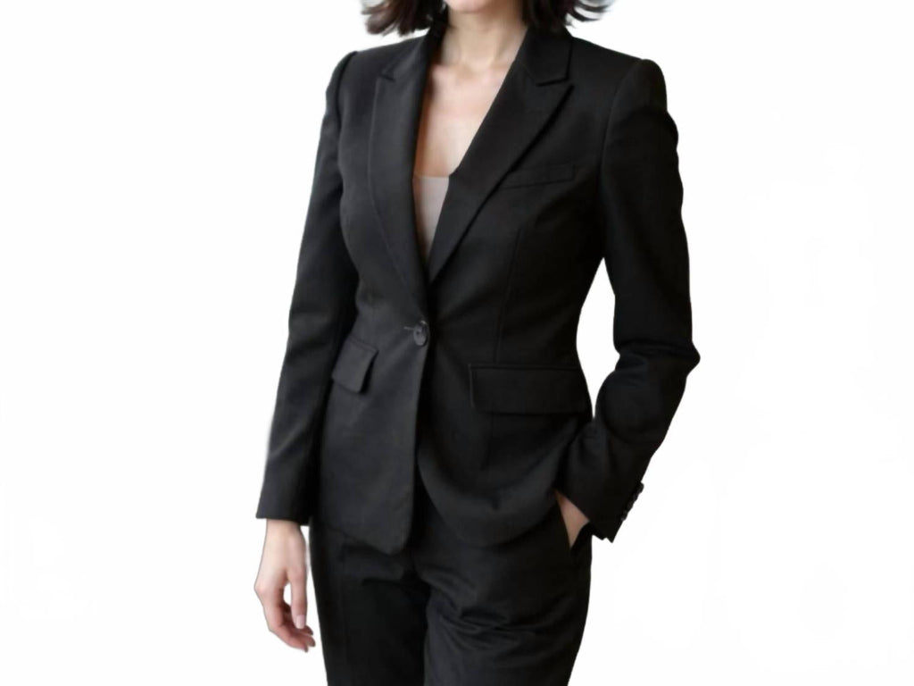 Women’S Puff Shoulders Long Sleeves Blazer In Black