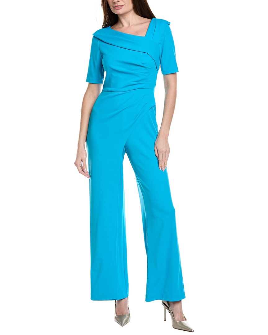 Adrianna Papell Asymmetrical Wide Leg Crepe Jumpsuit