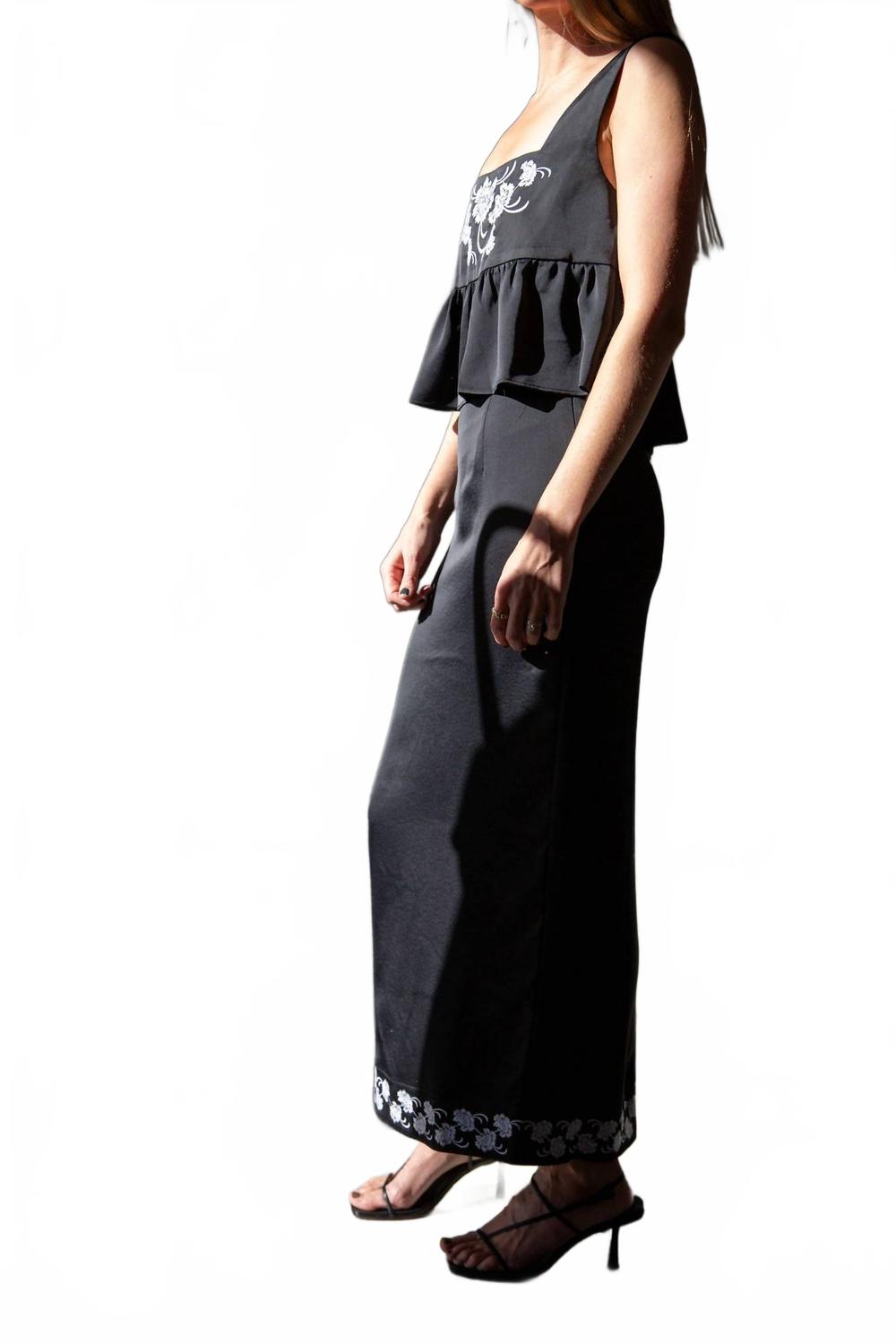 Katarina Satin Square Neck Top In Black