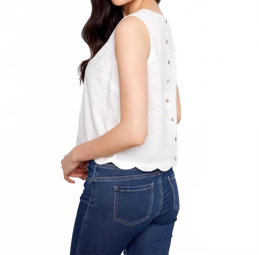 Sleeveless With Scalloped Edge Top In White