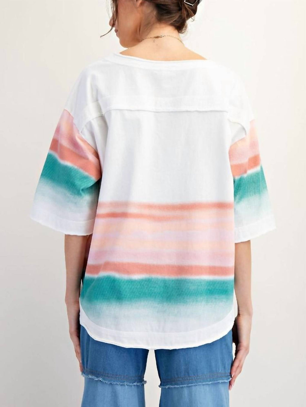 Graphic Western Soft Washed Cactus Top In White Multicolor