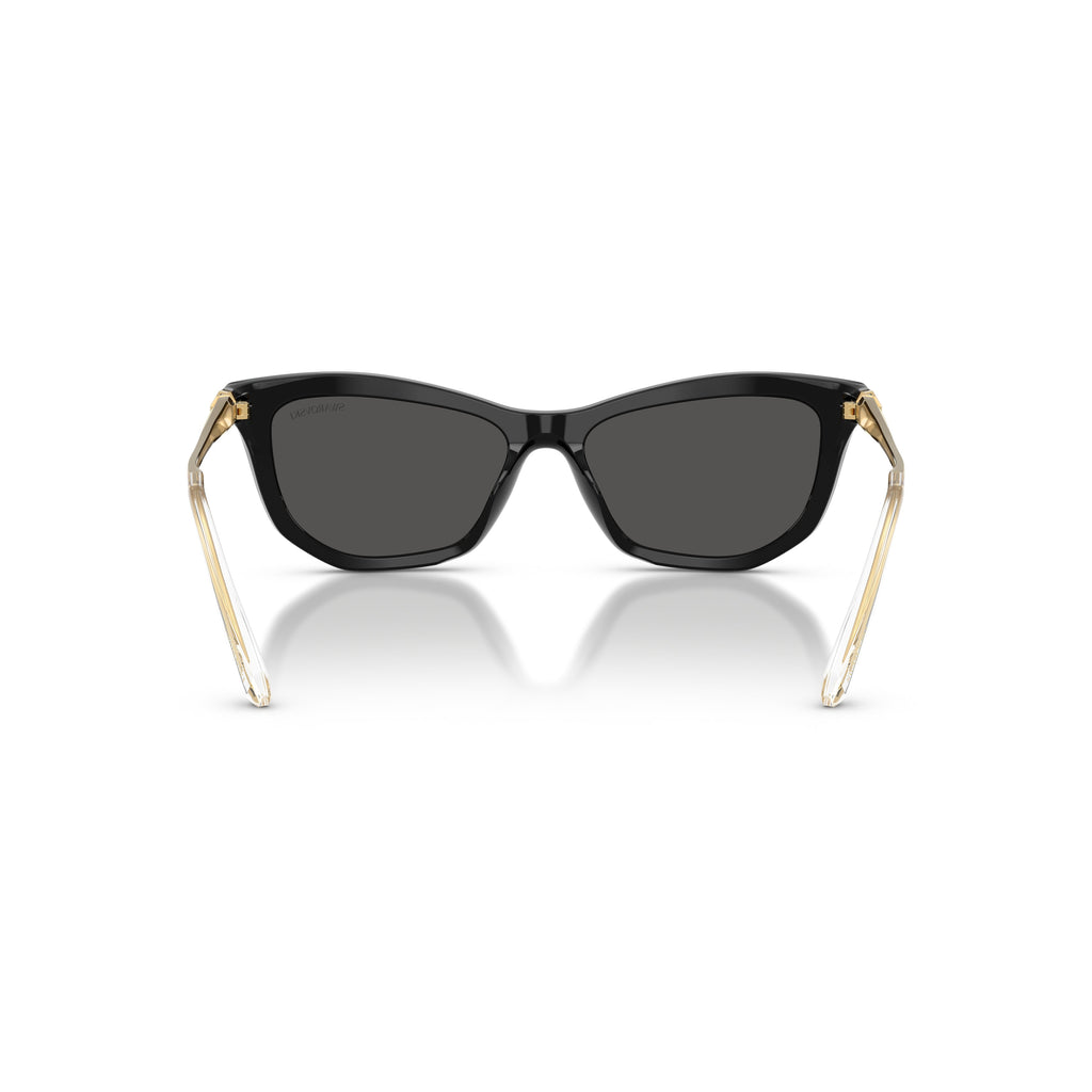 0Sk6057 Bold Black Acetate Cat-Eye Sunglasses with Crystal Embellishments