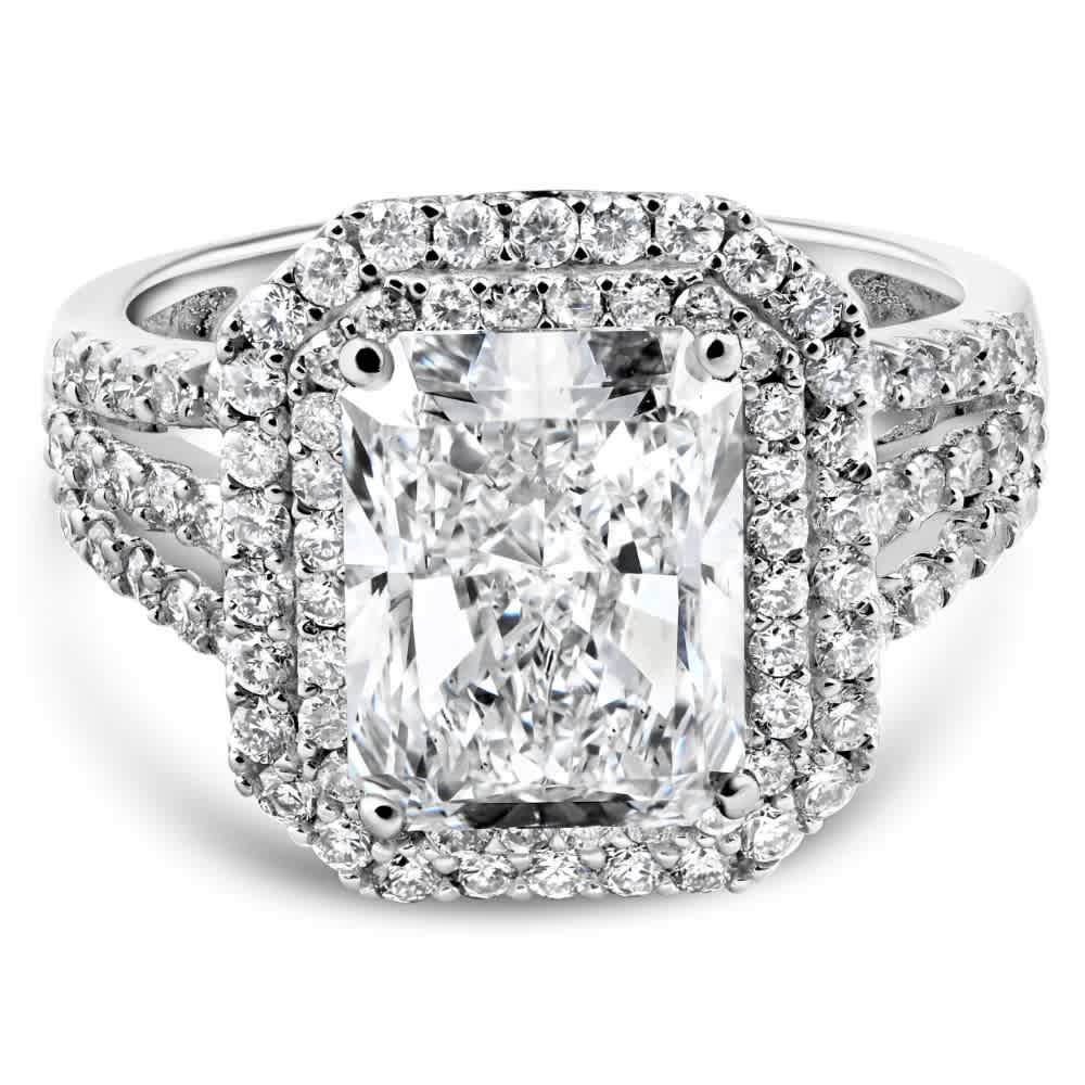 Certified 4 1/2Ct Radiant Cut Diamond Engagement Ring 14k Gold Lab Grown