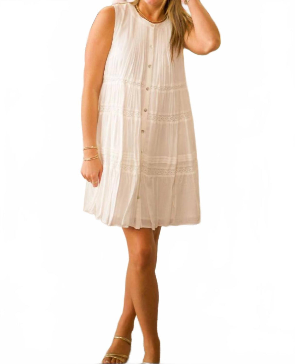 Lace Detail Dress In Off White