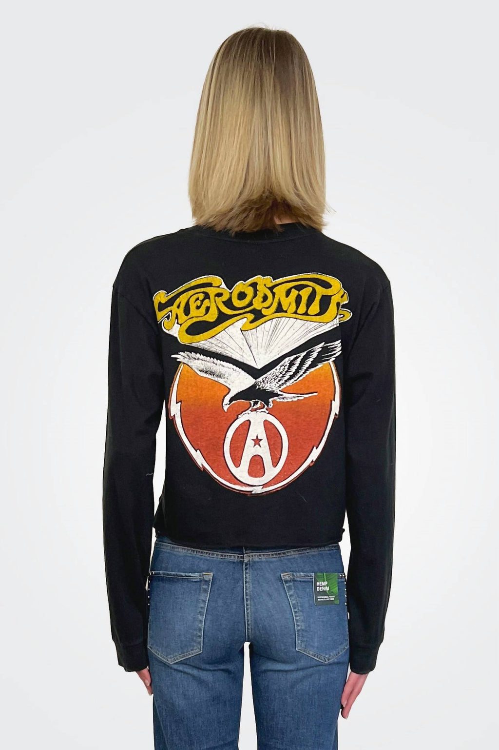 Aerosmith Cropped Long Sleeve Tee In Coal