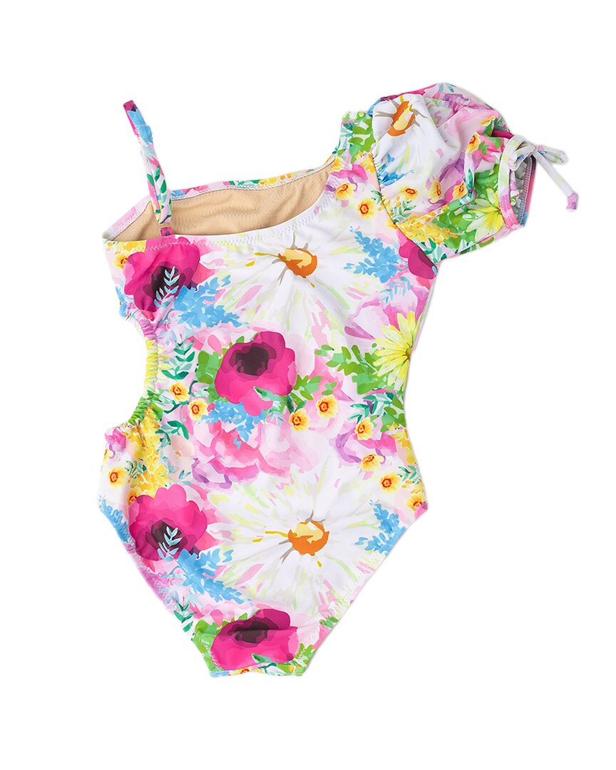Shade Critters Watercolor Floral Puff Sleeve Swimsuit