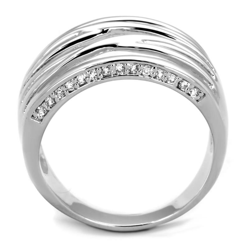 Rhodium Brass Ring with AAA Grade CZ in Clear