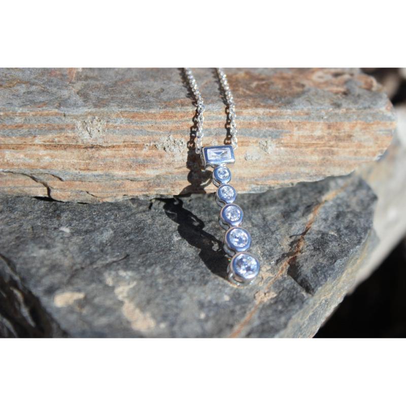 Rhodium Plating 925 Sterling Silver Chain Pendant with AAA CZ in Clear
