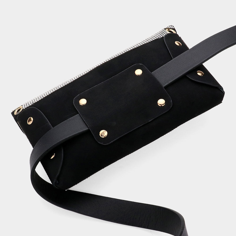Bling Studded Envelope Belt Bag / Crossbody Bag