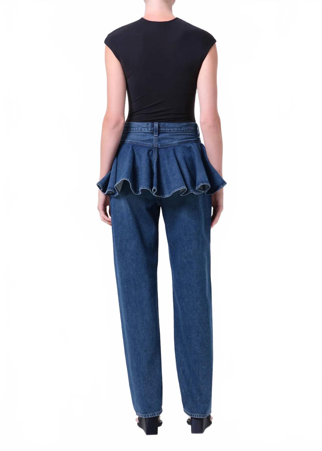 Peplum Mid-Rise Straight Leg Jeans In Peak